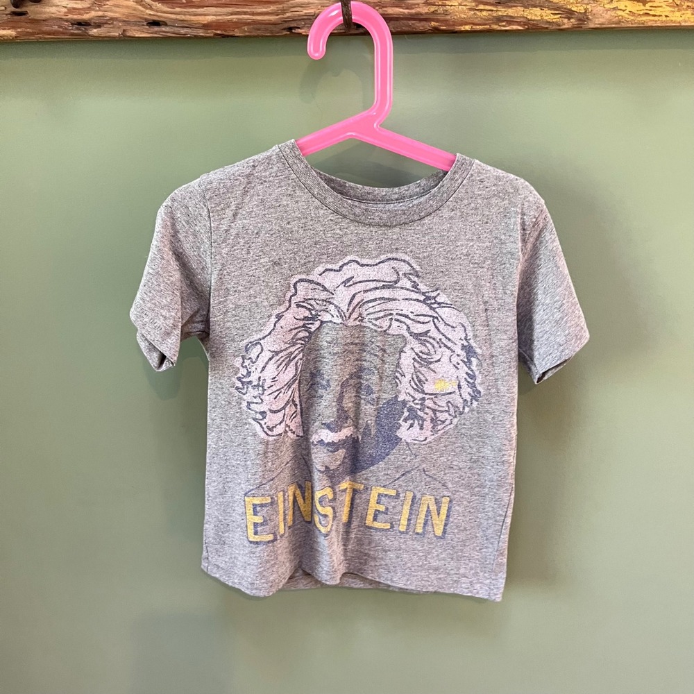 Peek Albert Einstein Graphic Tee Toddler Size 4/5 Gray Short‎ Sleeve